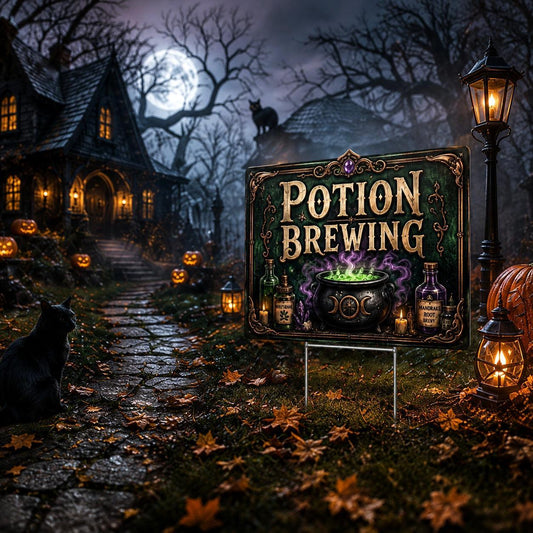 Potion Brewing at Halloween Night Yard Sign - garden display