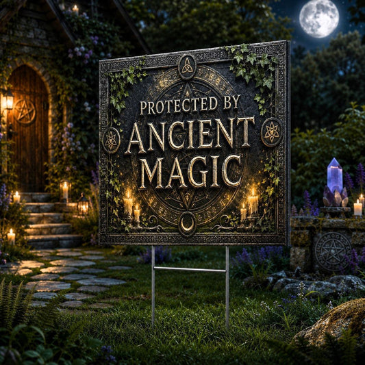 Protected by Ancient Magic Wicca Yard Sign - garden display