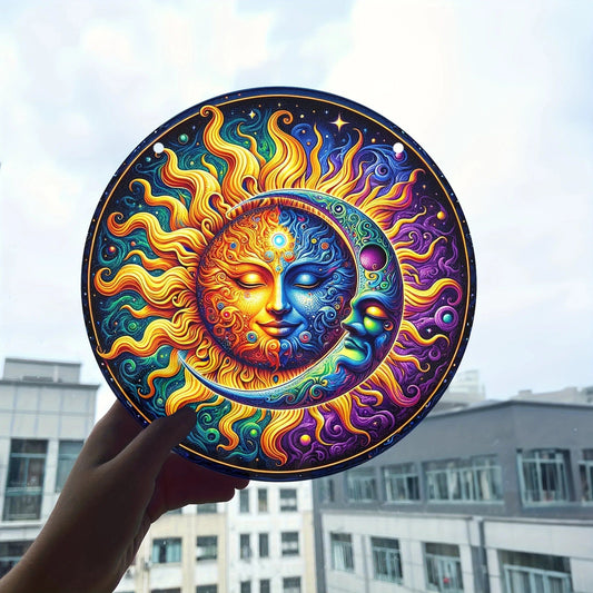Sun Moon Goddess Suncatcher Celestial Acrylic Sign Sun Moon Window Hanging-MoonChildWorld