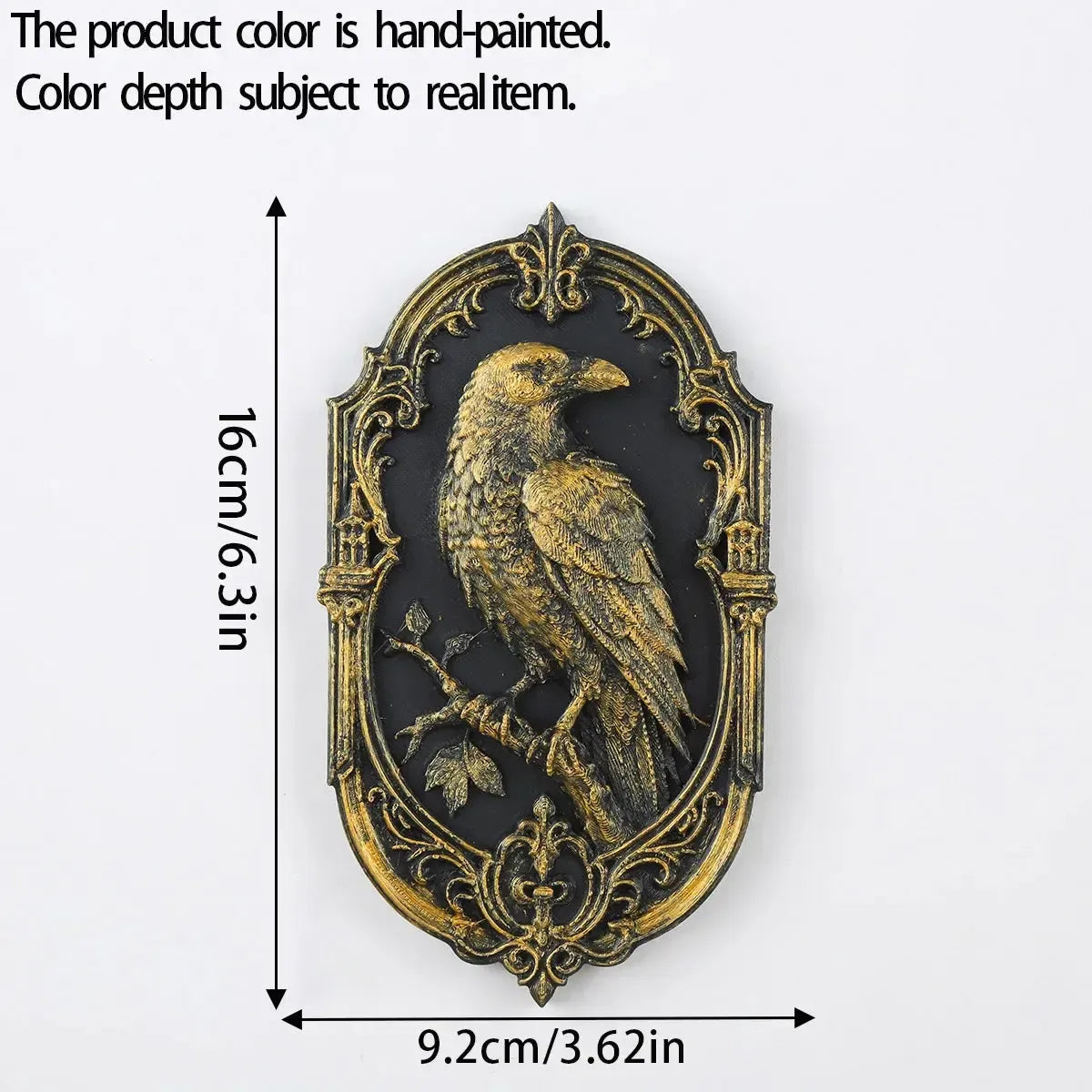 Crow relief plaque โ witchy gothic home decor styled on wall