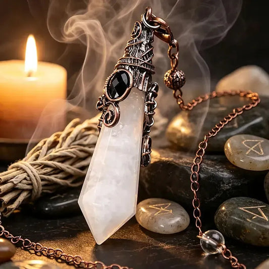 Retro Crystal Pendulum Large Natural Stone Divination Pendant-MoonChildWorld