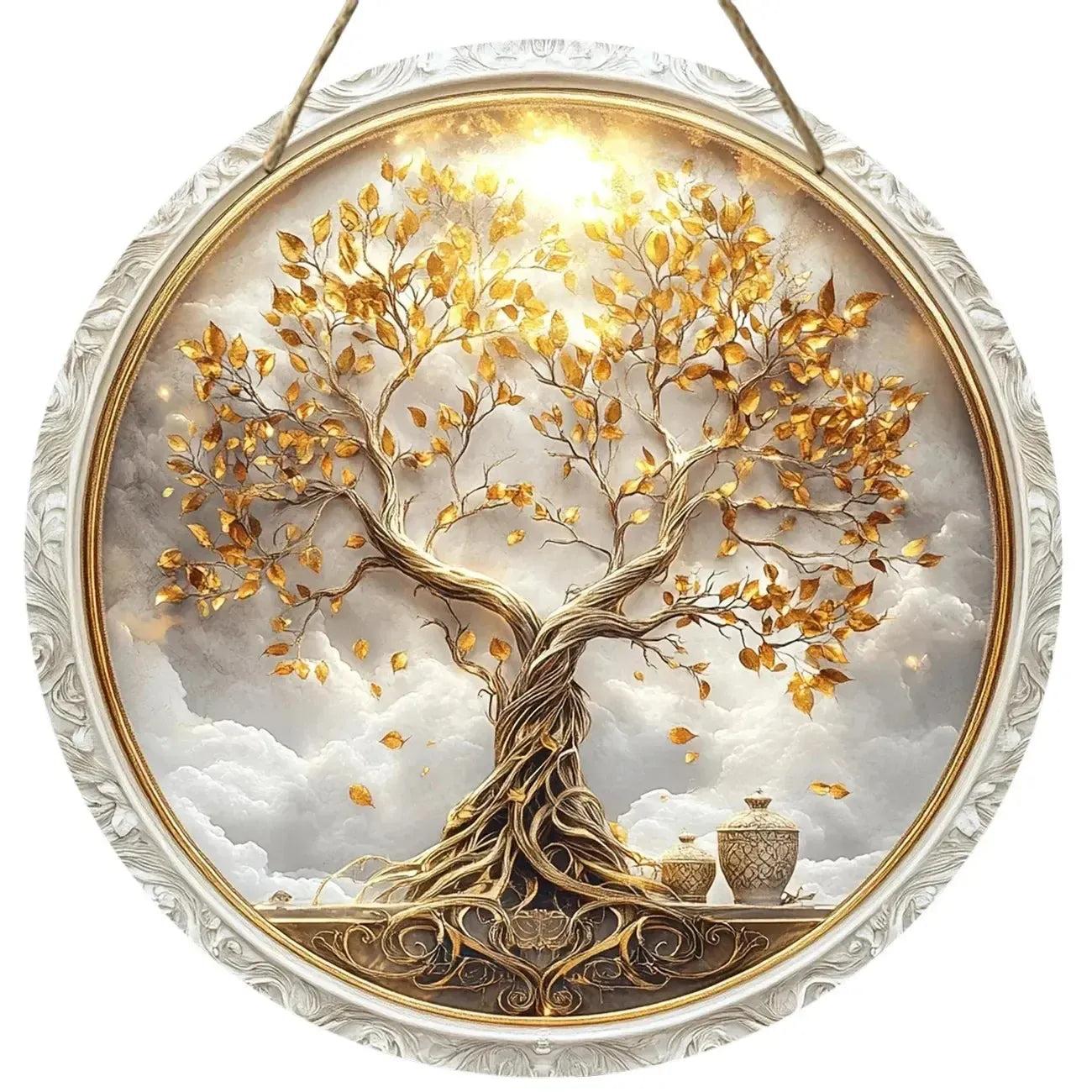 Retro Tree of Life Wooden Sign Pagan Hanging Sign Home Decor-MoonChildWorld