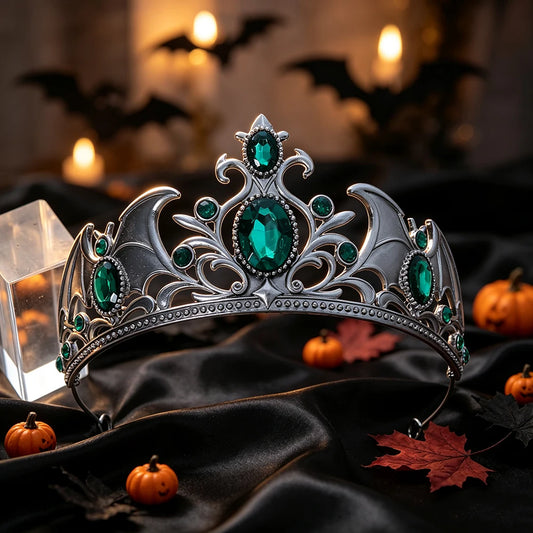 Rhinestone Gothic Tiara Crown Vintage Metal Witch Headband-MoonChildWorld