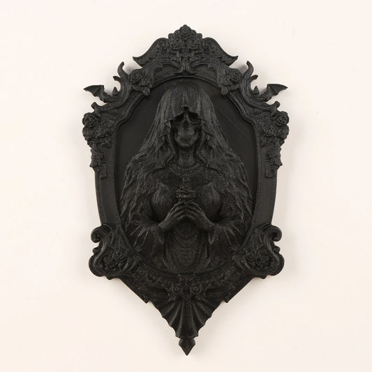 Rose Carved Skull Figure Wall Ornament โ close-up detail