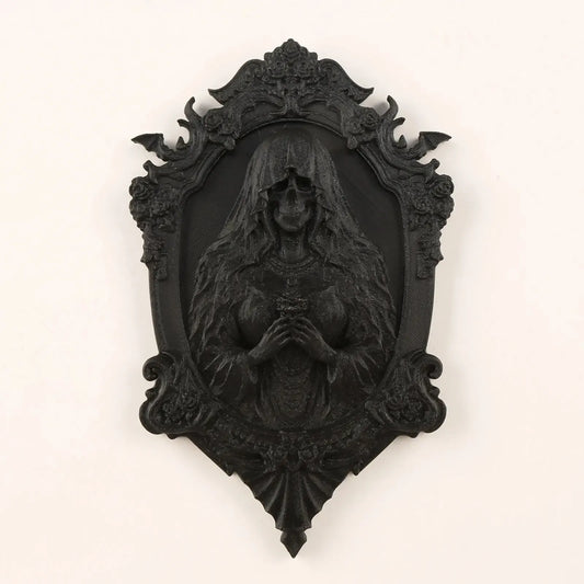 Rose Carved Skull Figure Wall Ornament – close-up detail