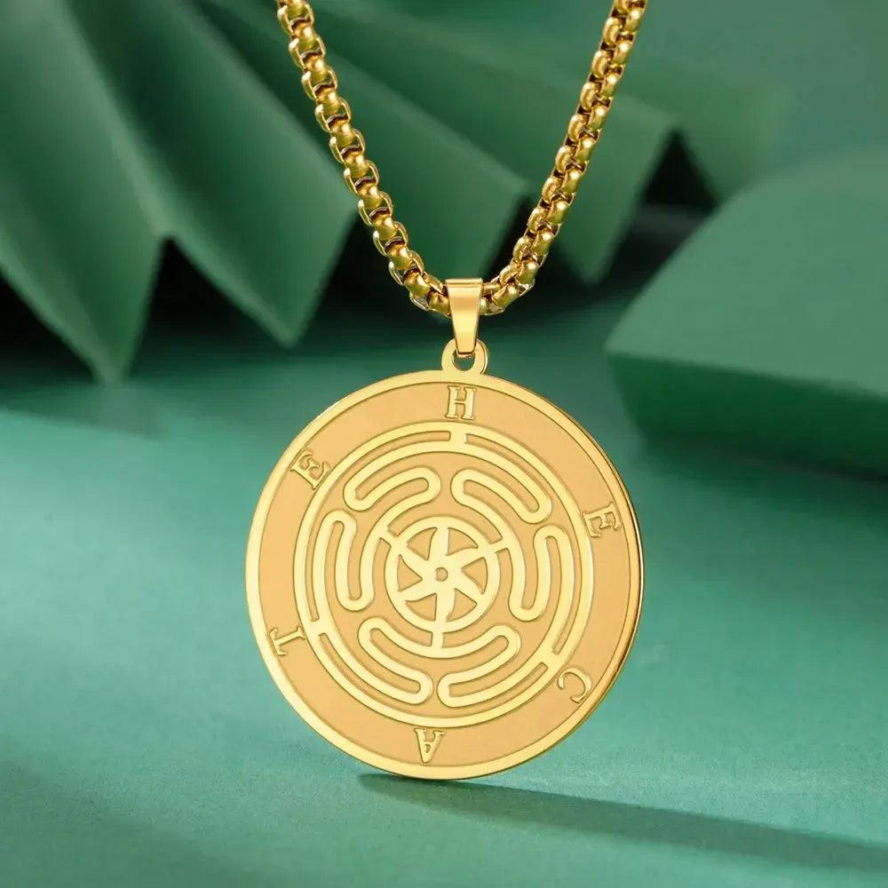 Wicca Triple Moon Goddess Necklace Hecate Wheel Double Sides Pendant Greek Mythology Jewelry-MoonChildWorld