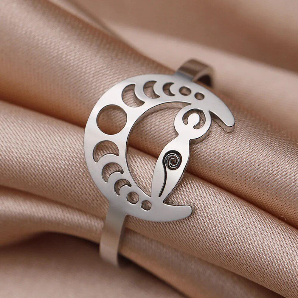 Celtic Knot Moon phase Ring Goddess moon Ring-MoonChildWorld