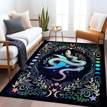 Tarot Divination Moon Snake Carpet Witchy Area Rug-MoonChildWorld