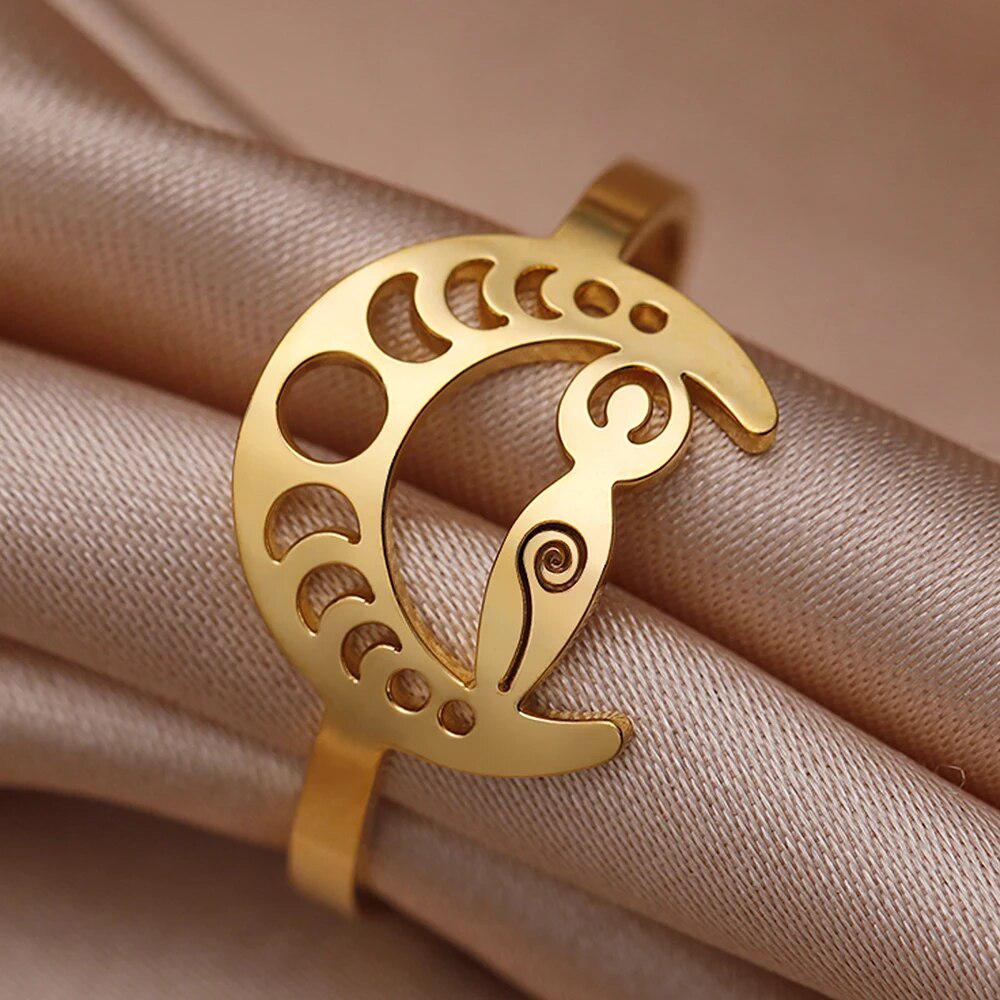 Celtic Knot Moon phase Ring Goddess moon Ring-MoonChildWorld