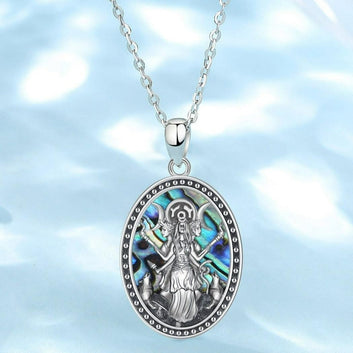 Natural Abalone Triple Moon Goddess Necklace Hecate Amulet Jewelry