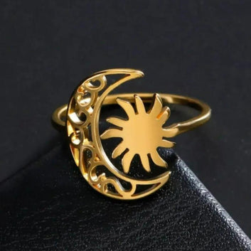 Sun Crescent Moon Ring-MoonChildWorld