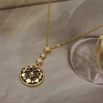Star Moon Phases Necklace Lunar Moon Necklace-MoonChildWorld