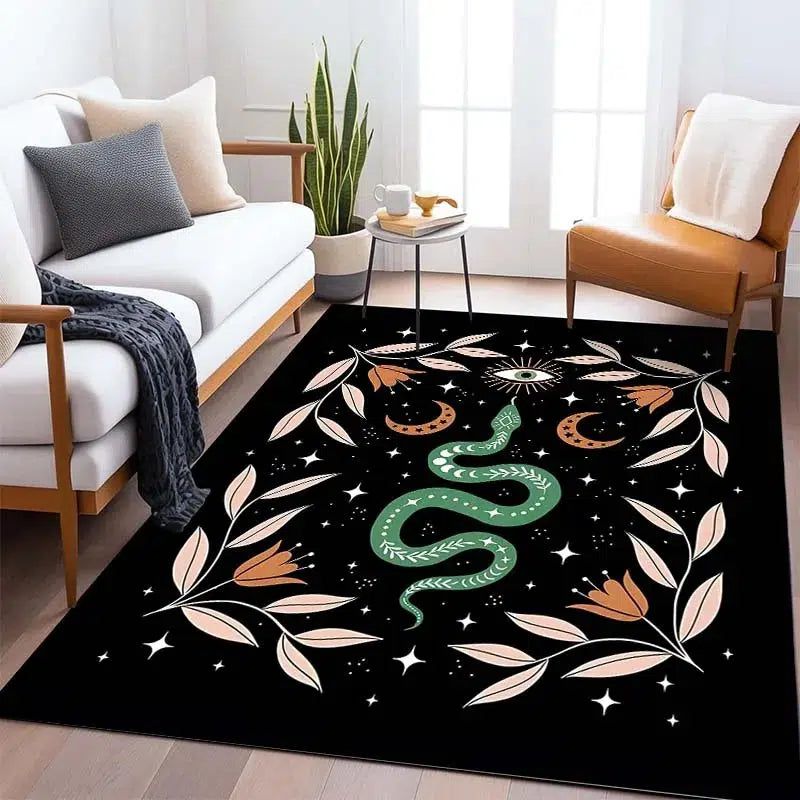 Tarot Divination Moon Snake Carpet Witchy Area Rug-MoonChildWorld