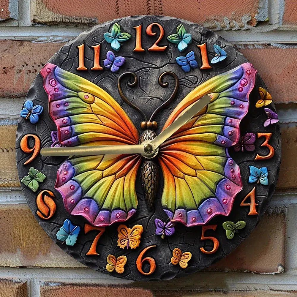 Beautiful Vibrant outlet Color Metallic Butterfly Clock, Wall Decor