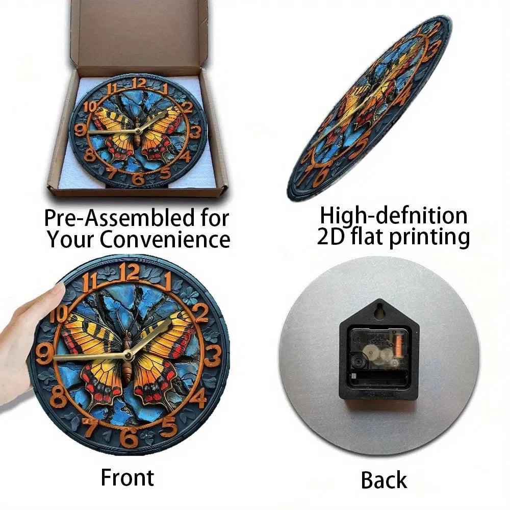 Mystic Butterfly Metal Wall Clock-MoonChildWorld