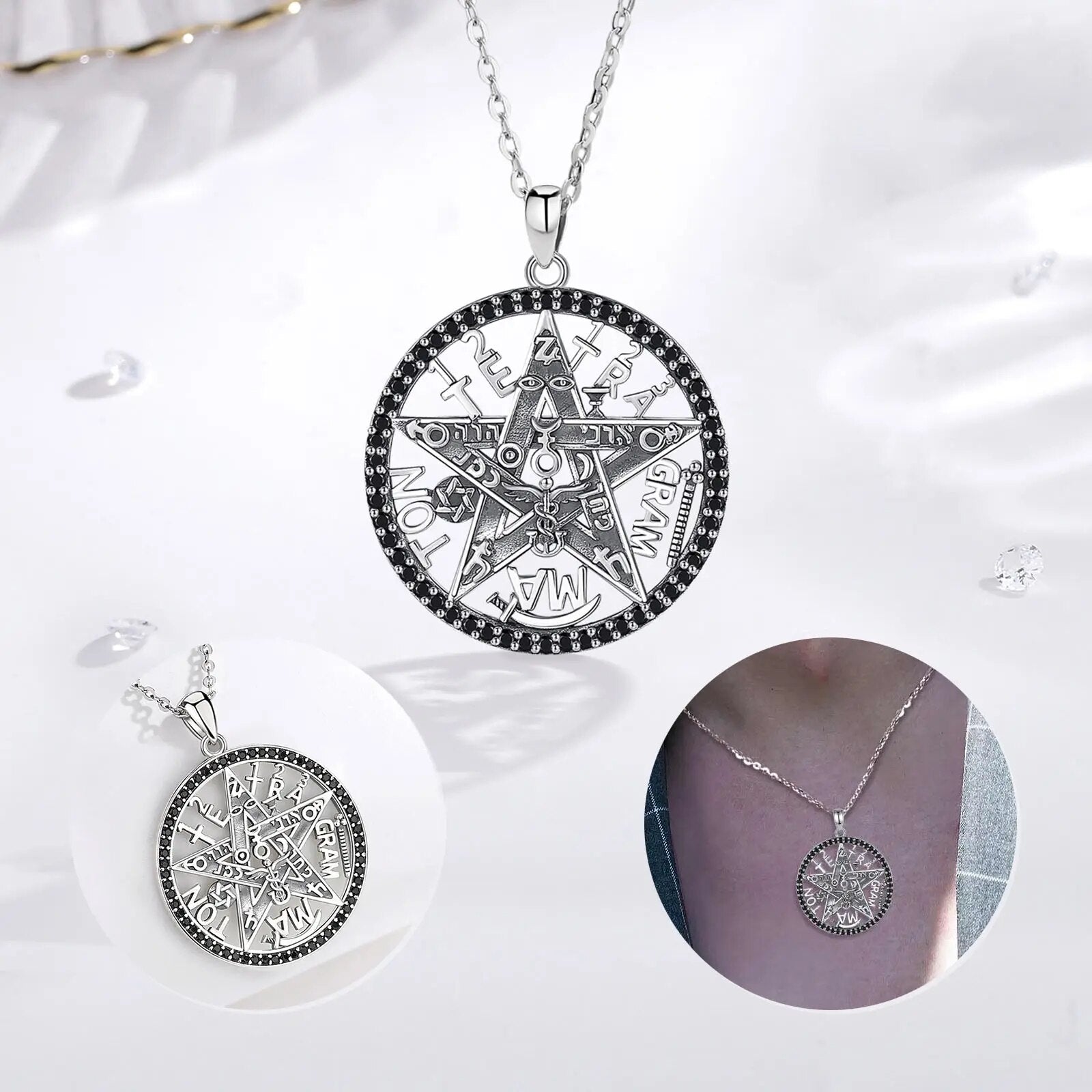 Pentagram Runes Necklace Wiccan Jewelry-MoonChildWorld