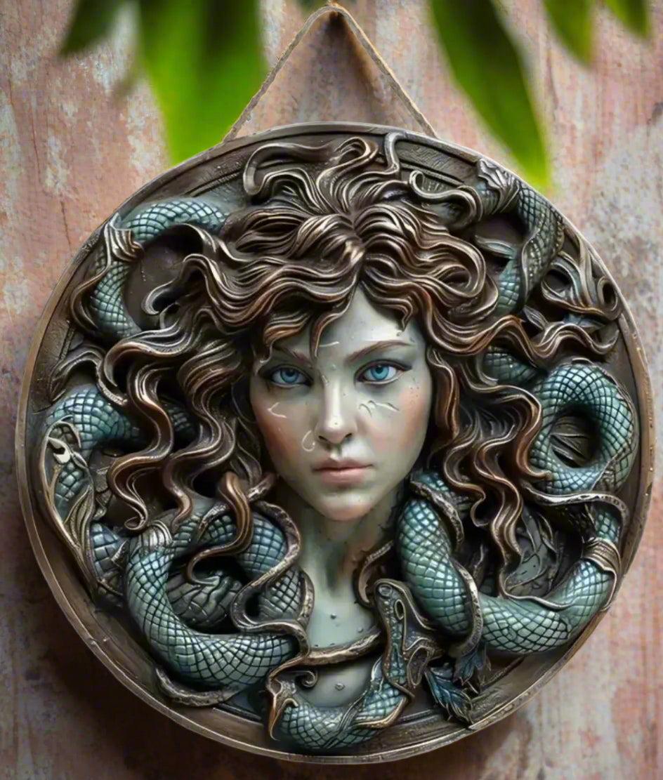 Mystic Medusa Wooden Sign Mythology Hanging Sign-MoonChildWorld