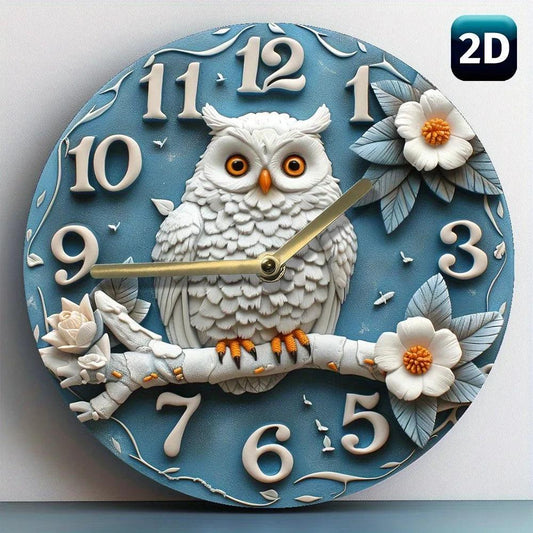 Winter Owl Wooden Wall Clock Spirit Owl Home Decor-MoonChildWorld
