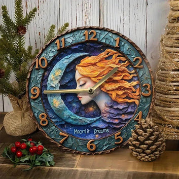 Magic Moon Goddess Wall Clock Pagan Wall Clock Mystic Home Decor-MoonChildWorld