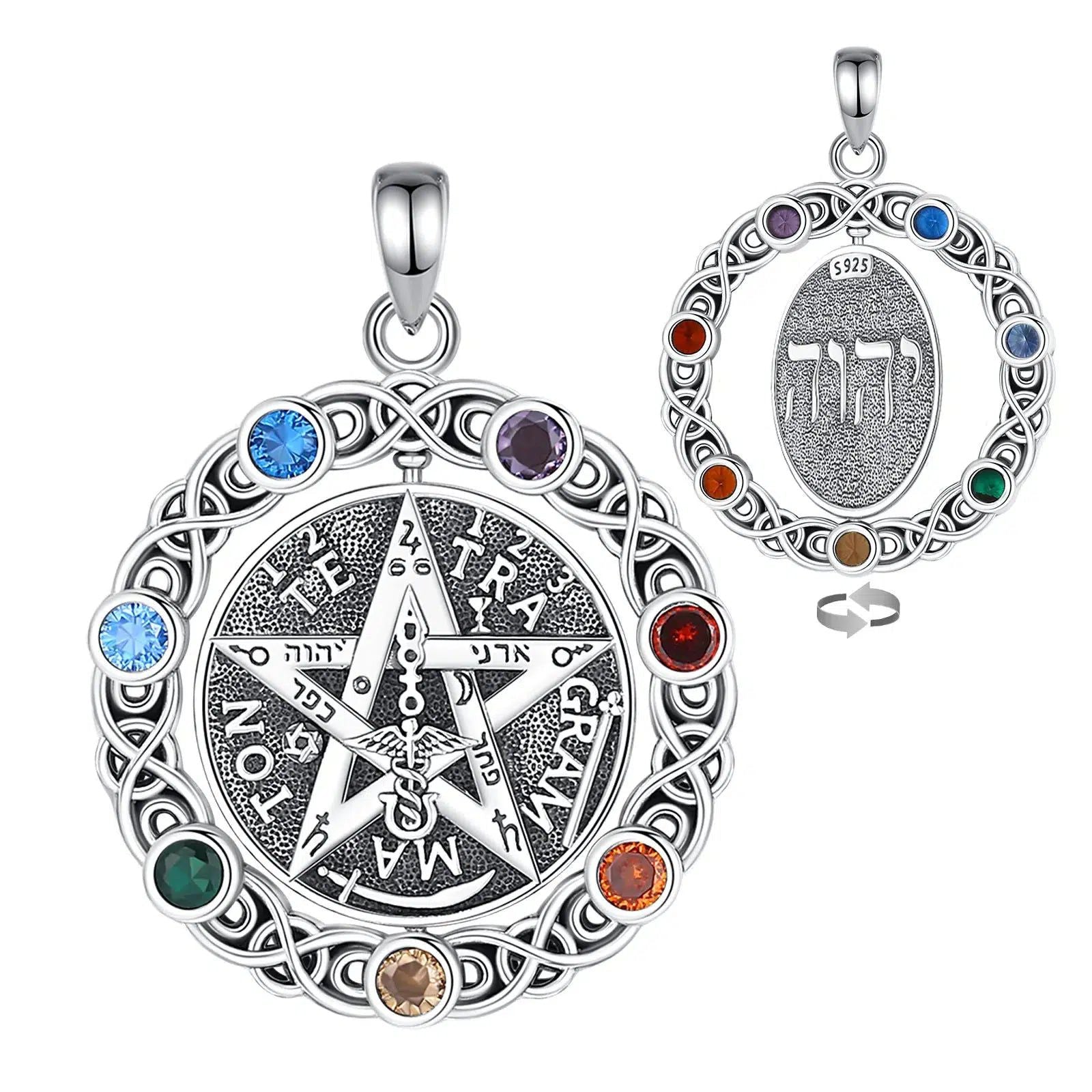 Pentagram Necklace 7 Color Chakra Rotatable Wiccan Necklace-MoonChildWorld