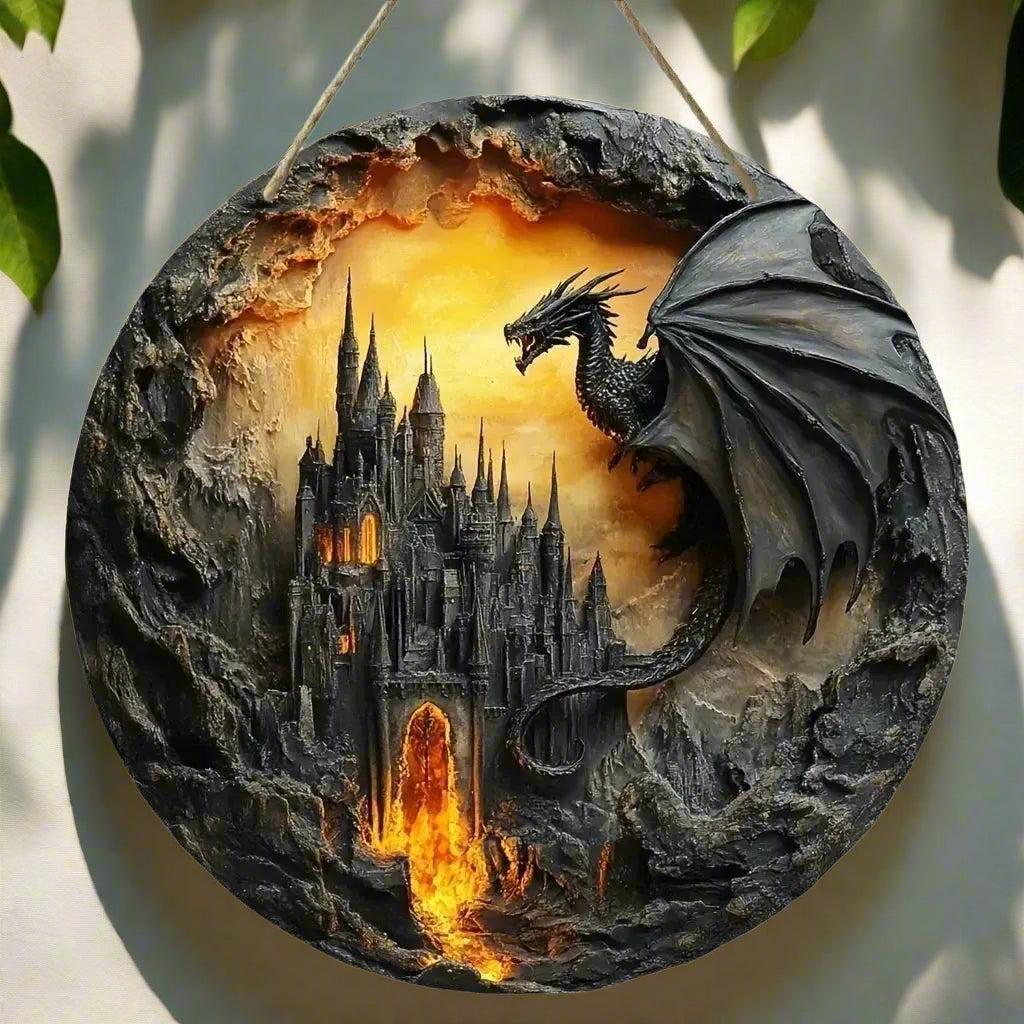 Vintage Dragon Wooden Sign Mythical Dragon Hanging Sign-MoonChildWorld