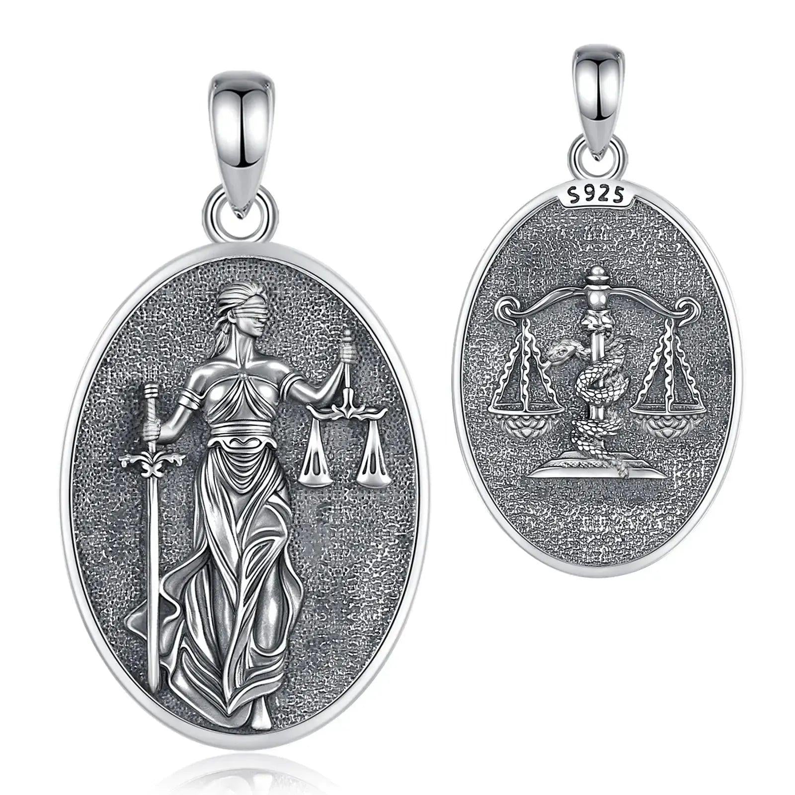925 Sterling Silver Themis Goddess of Justice Sword Balance Scales Necklace Wicca Pagan Jewelry-MoonChildWorld