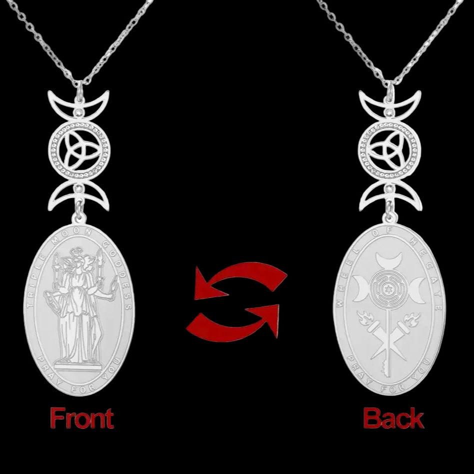 Triple Moon Goddess Necklace Hecate Goddess Wicca Necklace Pagan Jewelry-MoonChildWorld