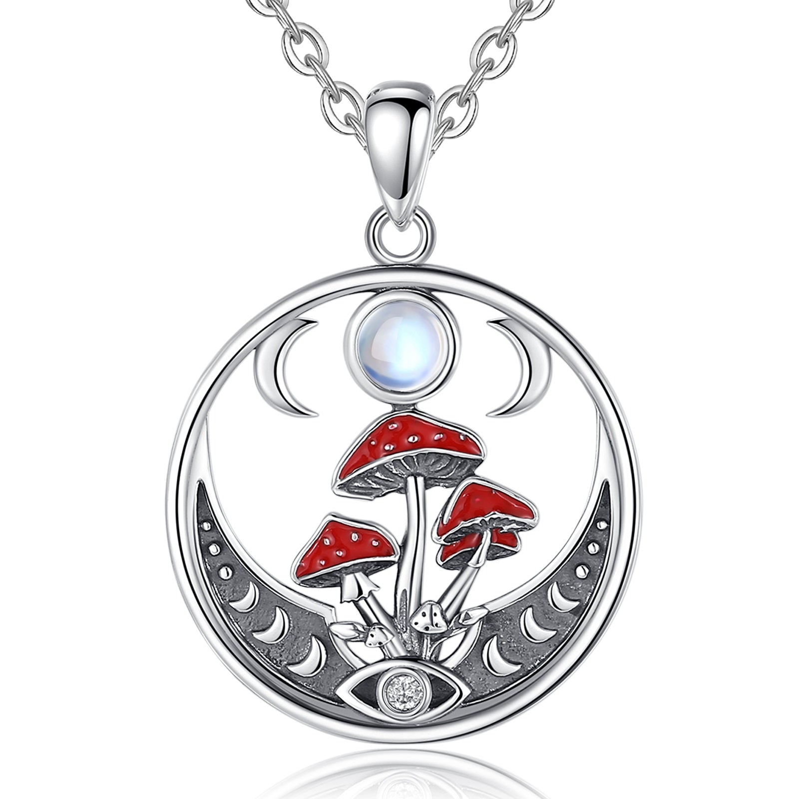 Mushroom Opal Triple Moon Necklace Witchy Jewelry-MoonChildWorld