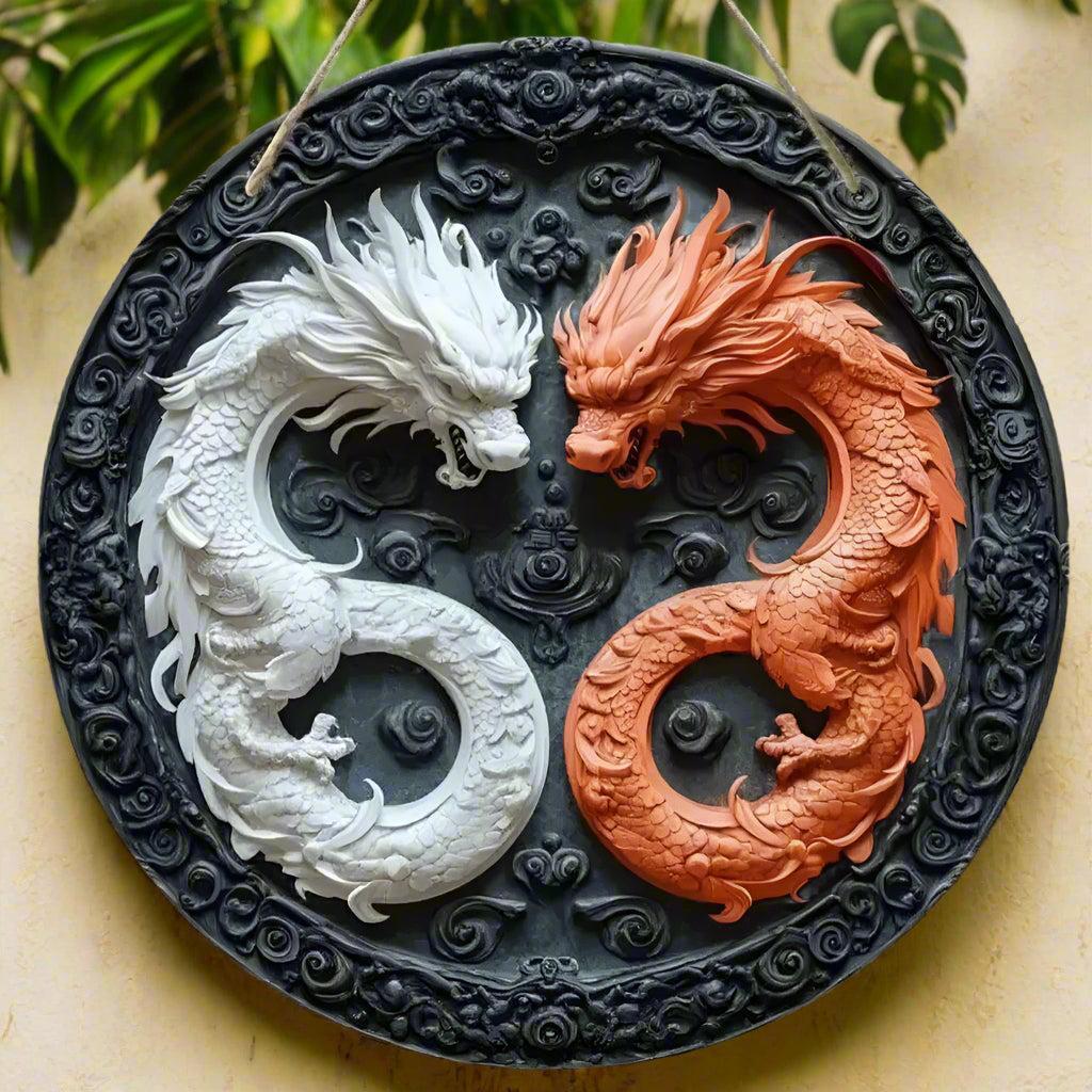 Vintage Dragon Wooden Sign Mythical Dragon Hanging Sign-MoonChildWorld