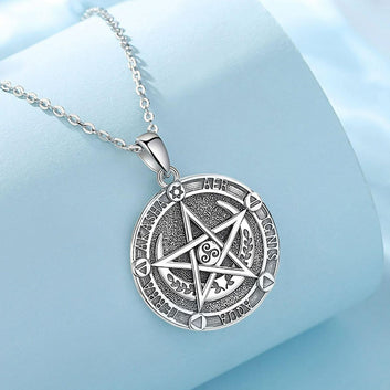 Witch Pentacle Moon Necklace Wiccan Jewelry-MoonChildWorld