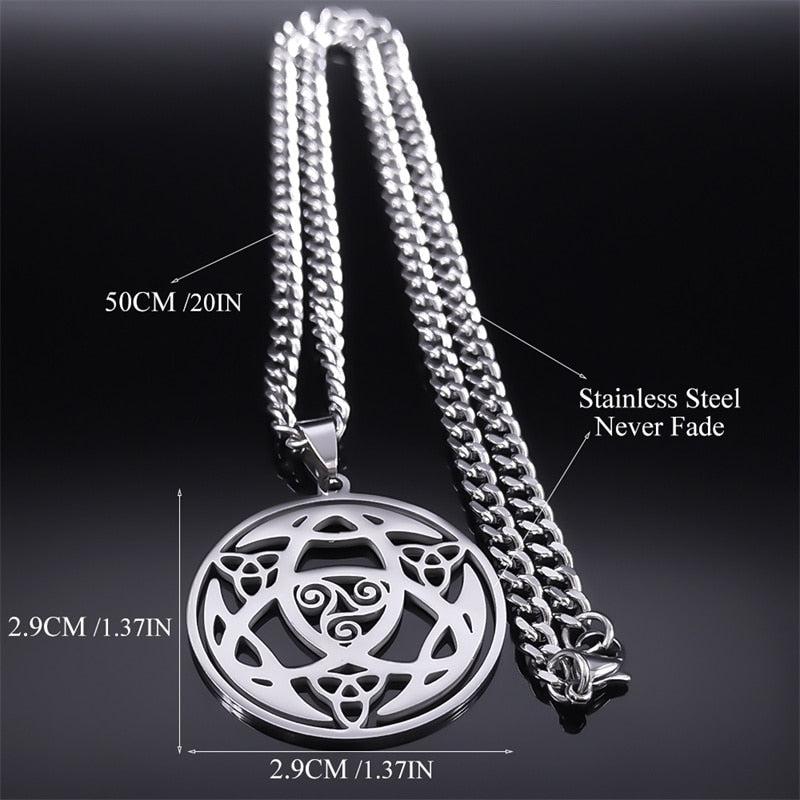 Celtic Knot Trinity Triple Spiral Pagan Necklace-MoonChildWorld