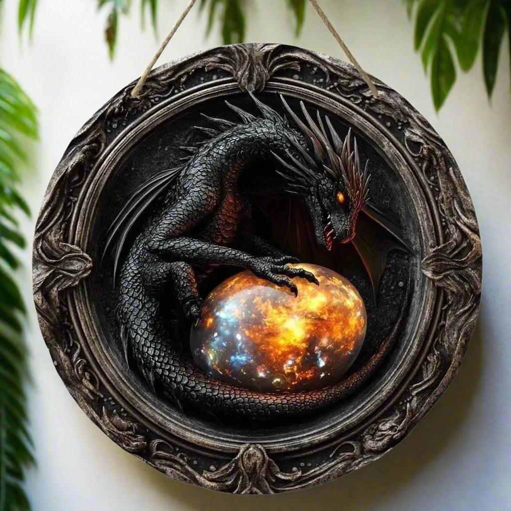 Vintage Dragon Wooden Sign Mythical Dragon Hanging Sign-MoonChildWorld