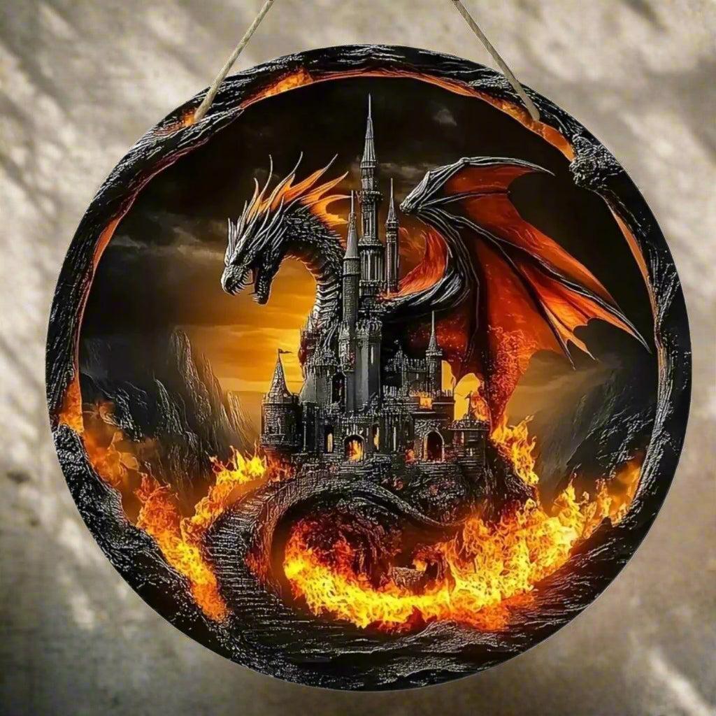 Vintage Dragon Wooden Sign Mythical Dragon Hanging Sign-MoonChildWorld