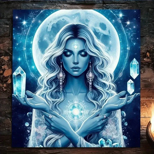 Moon Goddess Pagan Tarot Tablecloth Witchy Altar Cloth for Divination Wiccan Home Decor