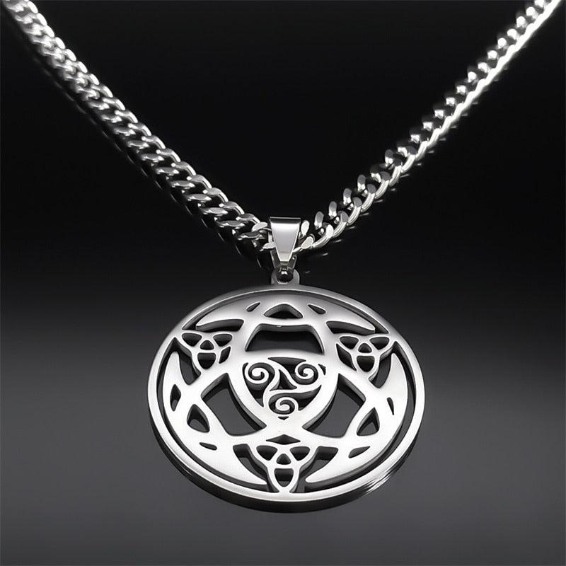 Celtic Knot Trinity Triple Spiral Pagan Necklace-MoonChildWorld