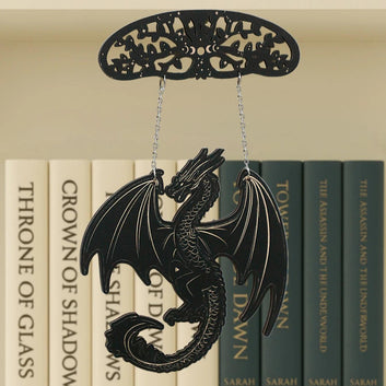 Gothic Black Wooden Dragon Hanging Ornament - Spirit Tree Moon Phase Wall Decoration Wicca Home Decor-MoonChildWorld