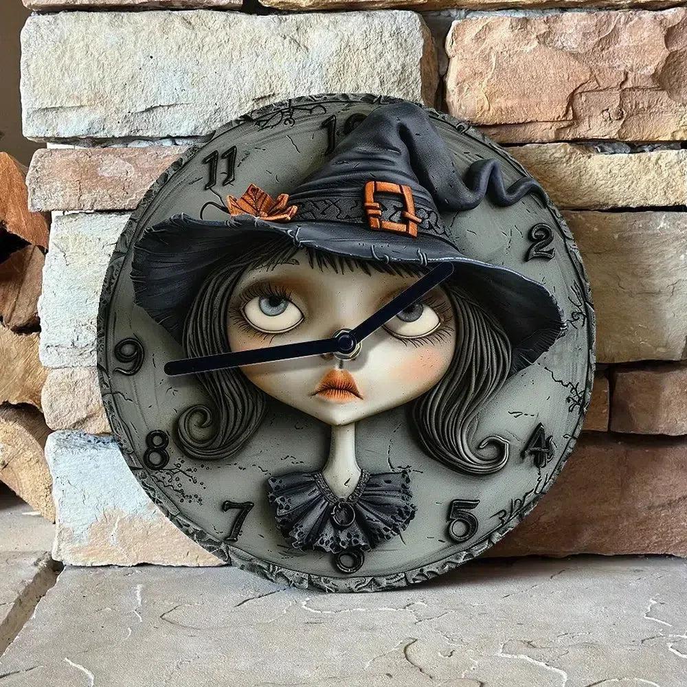 Weird Witch Wall Clock for Halloween Home Decorations-MoonChildWorld