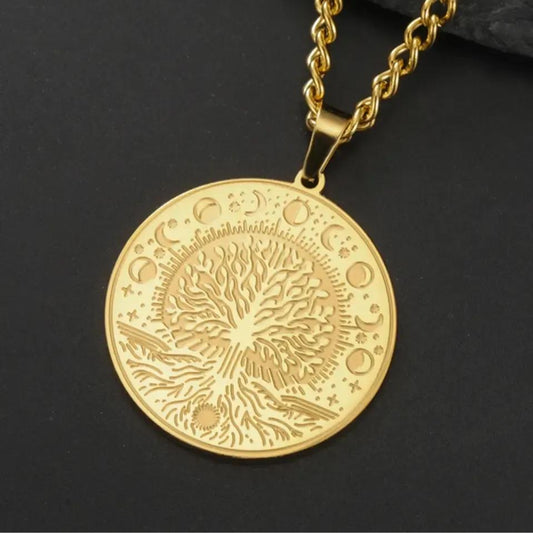 Tree of Life Moon Phase Necklace Pagan Jewelry-MoonChildWorld