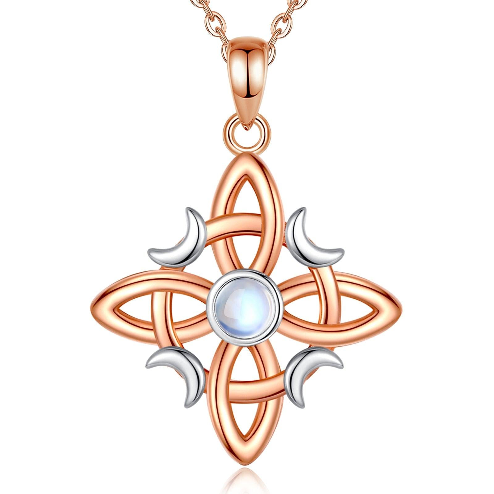 Witch Celtic Knot Necklace Abalone Witchcraft Amulet Wicca Jewelry-MoonChildWorld