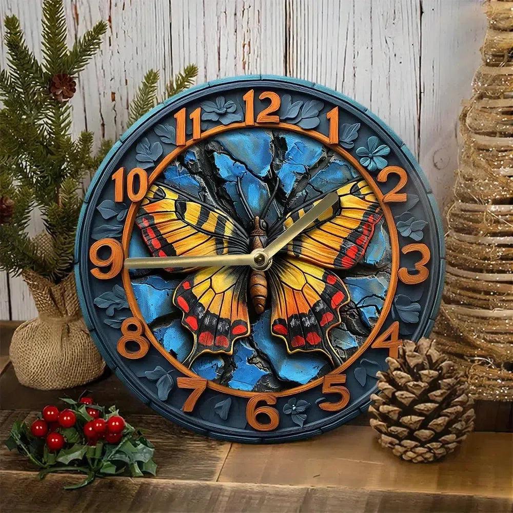 Mystic Butterfly Metal Wall Clock-MoonChildWorld