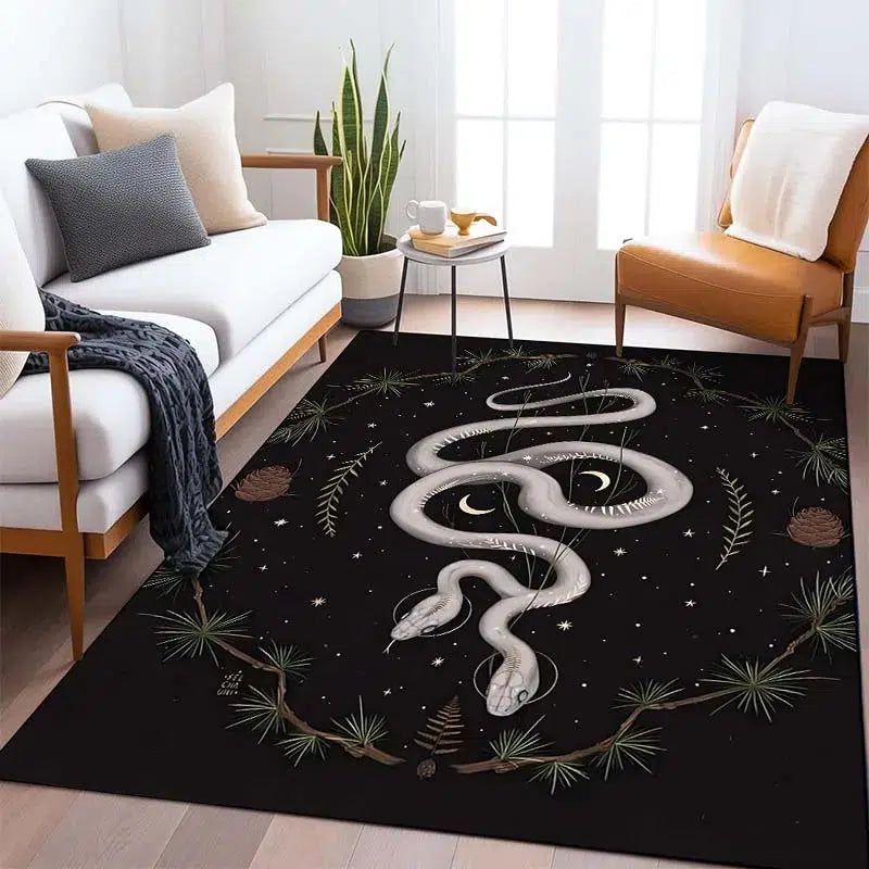 Tarot Divination Moon Snake Carpet Witchy Area Rug-MoonChildWorld