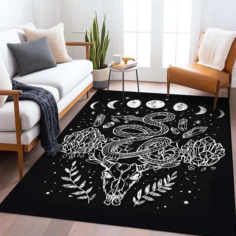 Tarot Divination Moon Snake Carpet Witchy Area Rug-MoonChildWorld