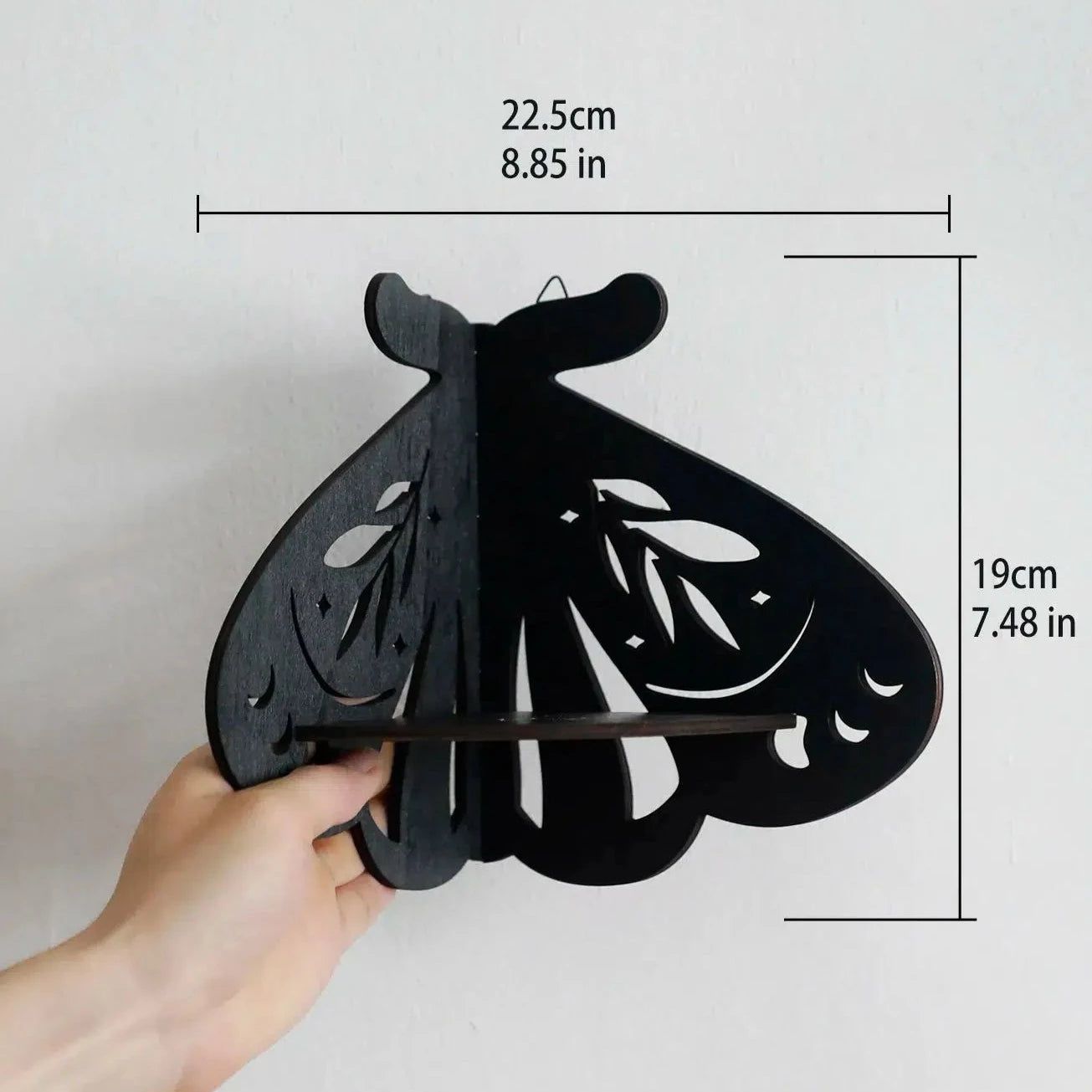 Crystal Wall Shelf Wooden Butterfly Lotus Moth Crystal Hanging Shelf-MoonChildWorld