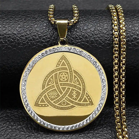 Witch Trinity Knot Necklace Rhinestone Celtic Wiccan Jewelry-MoonChildWorld