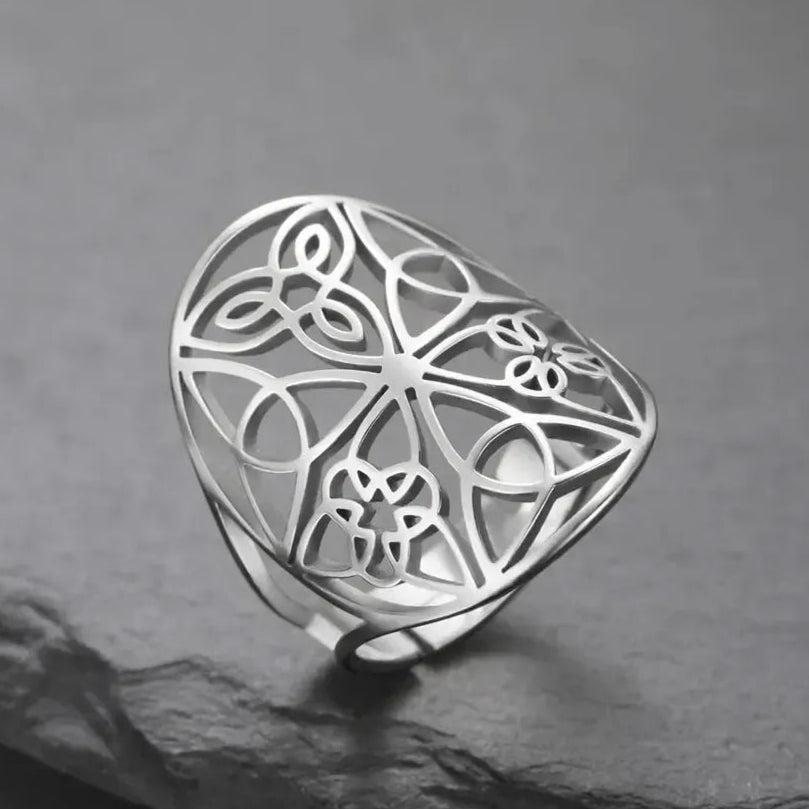 Wicca Triquetra Trinity Knot Ring Endless Infinite Knot Celtic Ring Pagan Jewelry-MoonChildWorld