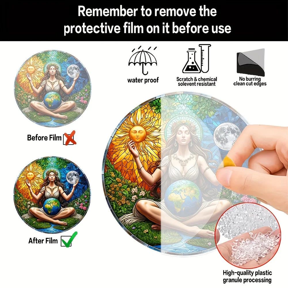 Gaia Goddess Suncatcher Wicca Pagan Acrylic Round Sign Mother Earth Suncatcher-MoonChildWorld