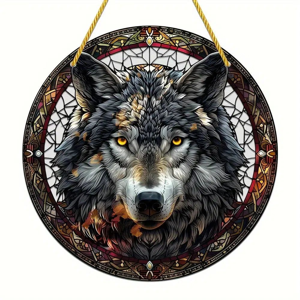 Spirit Wolf Suncatcher Witchy Acrylic Sign-MoonChildWorld