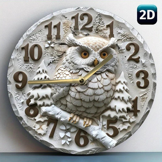 Winter Owl Wooden Wall Clock Spirit Owl Home Decor-MoonChildWorld