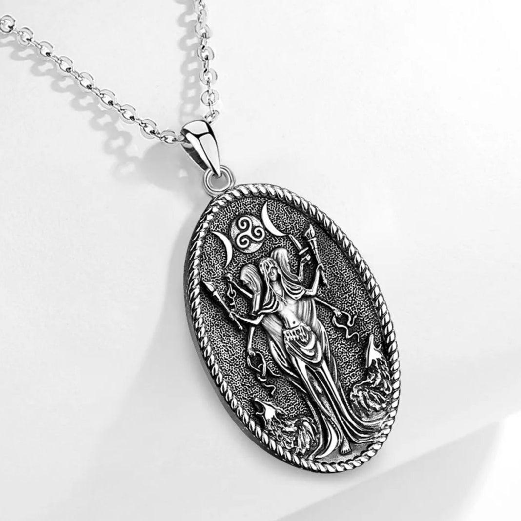 Witchy Hecate Necklace- Wicca Triple Goddess Necklace- 925 Sterling Silver Hekate Wheel Pagan Goddess Necklace-Witchcraft Jewelry-MoonChildWorld