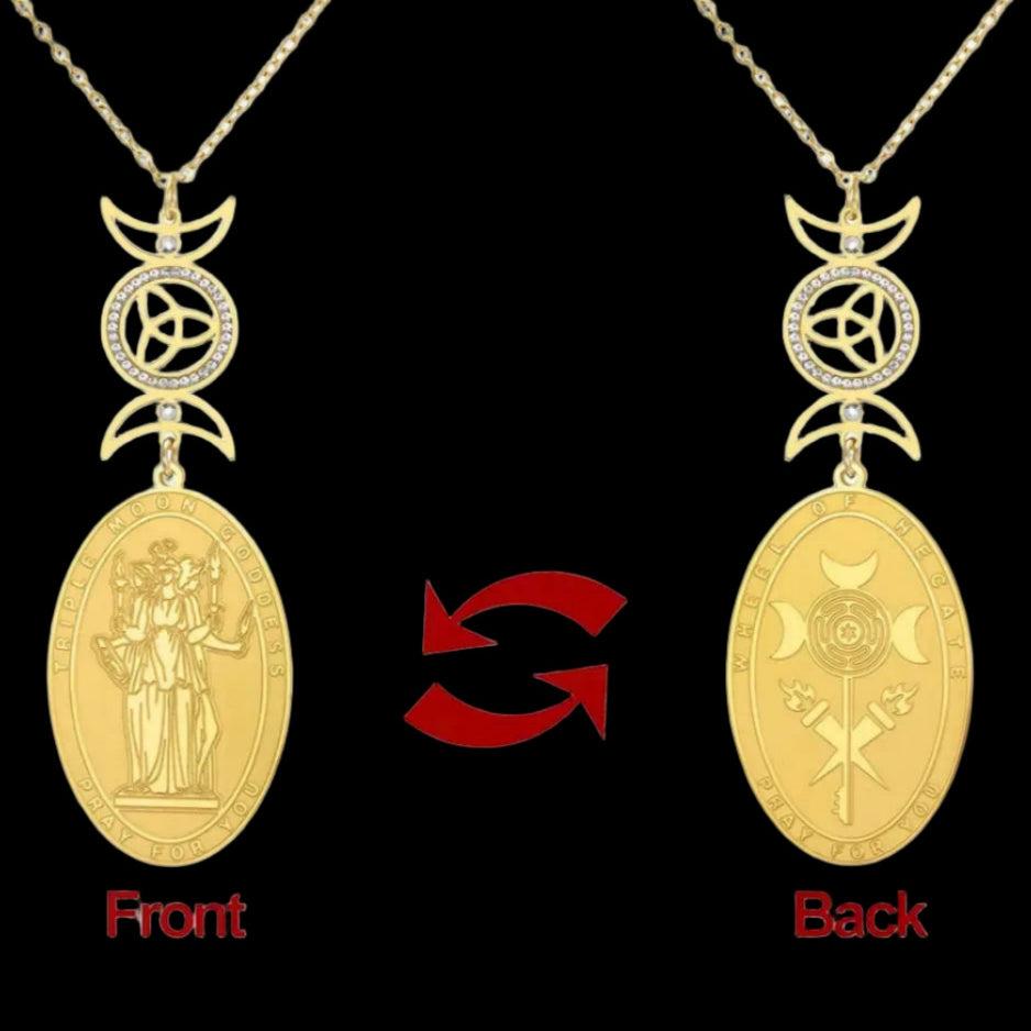 Triple Moon Goddess Necklace Hecate Goddess Wicca Necklace Pagan Jewelry-MoonChildWorld